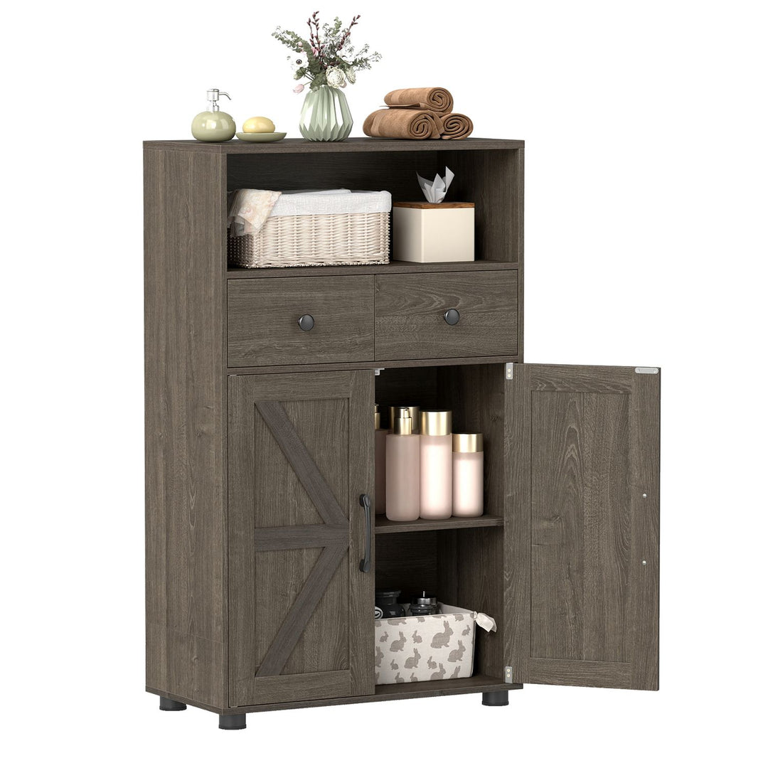 40" Bathroom Storage Cabinet with Drawers and Removable Shelf-Oak