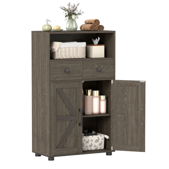 40" Bathroom Storage Cabinet with Drawers and Removable Shelf-Oak