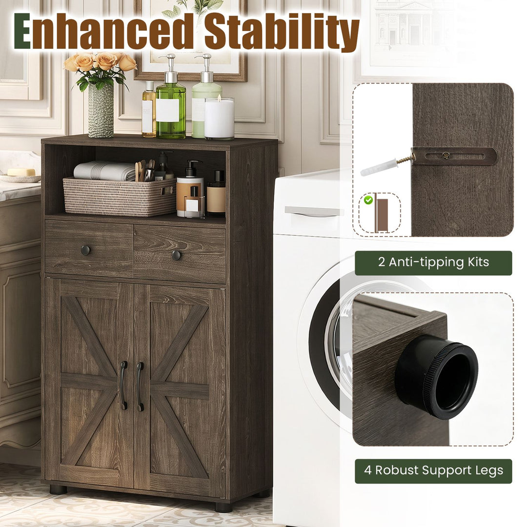 40" Bathroom Storage Cabinet with Drawers and Removable Shelf-Oak