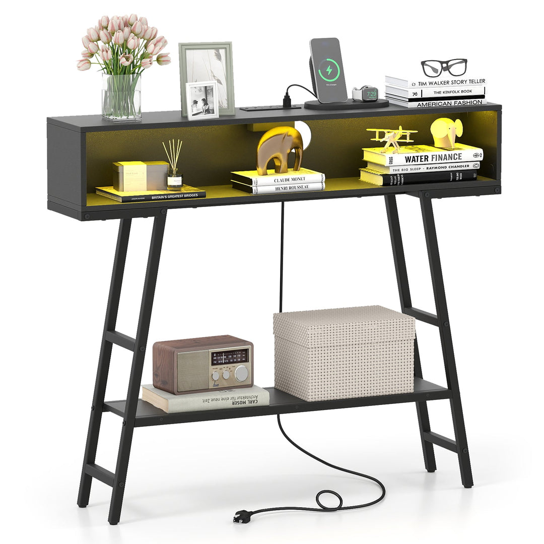 40" Console Table with Charging Station and LED Lights