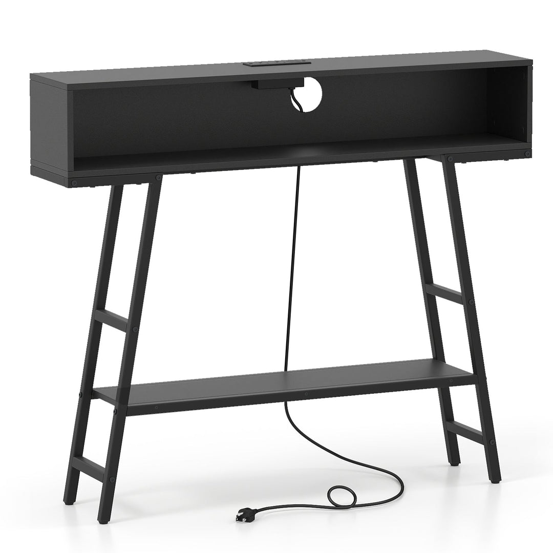 40" Console Table with Charging Station and LED Lights