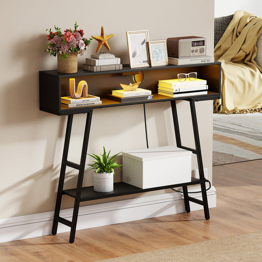 40" Console Table with Charging Station and LED Lights