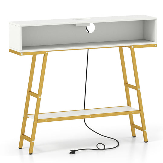40" Console Table with Charging Station and LED Lights