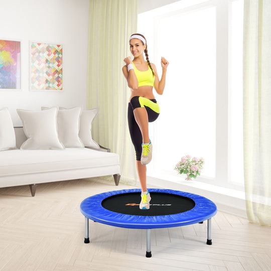40" Foldable Fitness Trampoline with Safety Pad for Adults and Kids