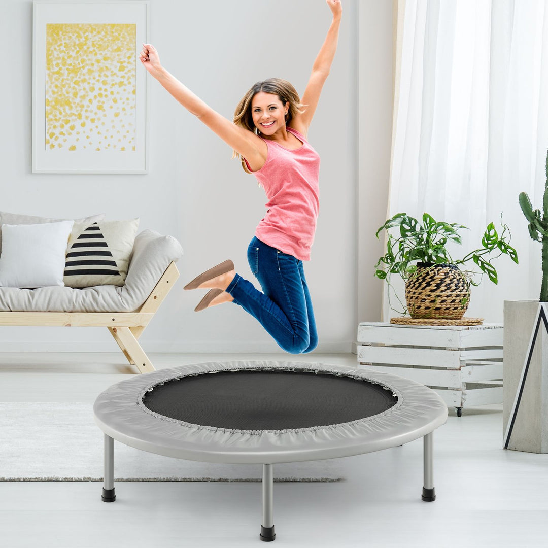 40" Foldable Fitness Trampoline with Safety Pad for Adults and Kids