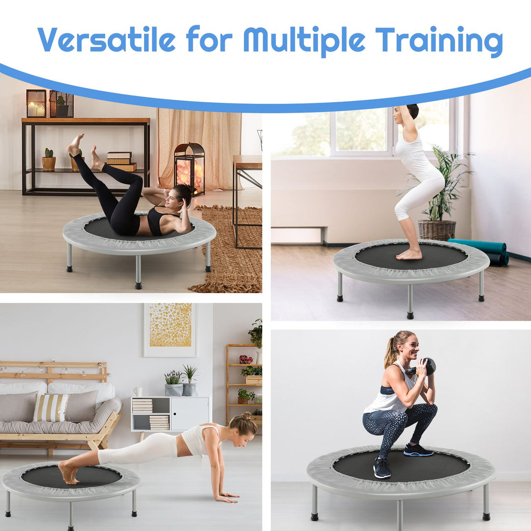 40" Foldable Fitness Trampoline with Safety Pad for Adults and Kids