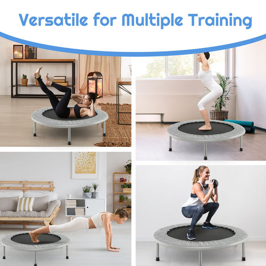 40" Foldable Fitness Trampoline with Safety Pad for Adults and Kids