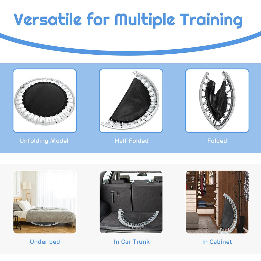 40" Foldable Fitness Trampoline with Safety Pad for Adults and Kids