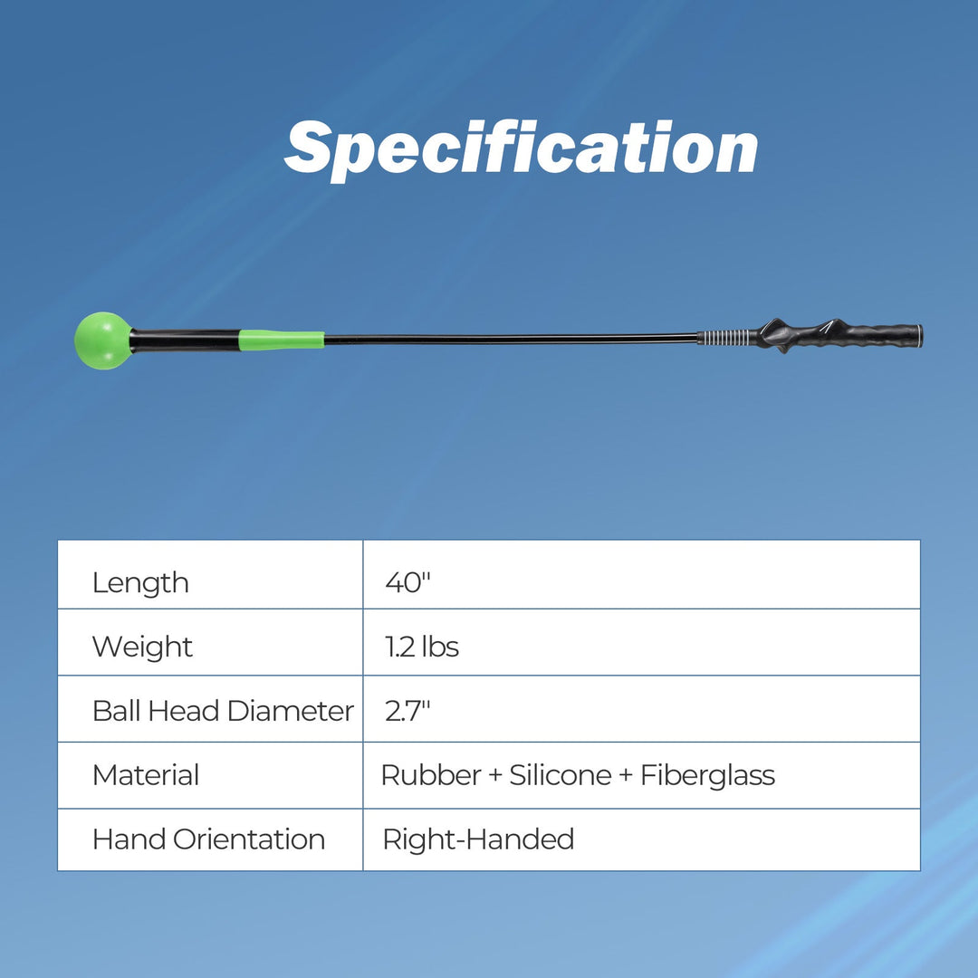 40 Inch Golf Swing Trainer Aid with Weighted Head for Grip Rhythm Balance