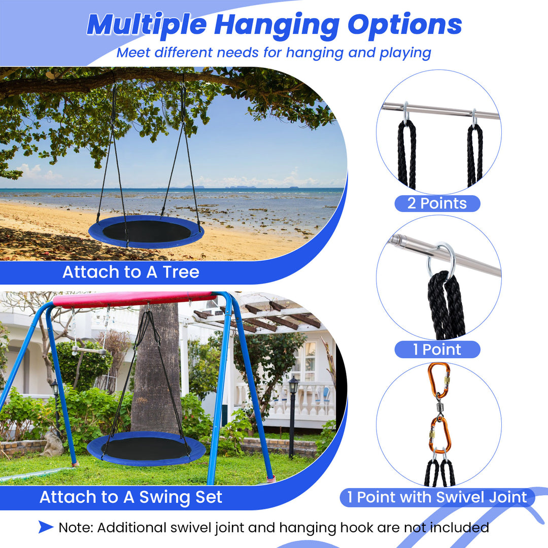40 Inches Saucer Tree Swing Round with Lights for Kids and Adults-Navy