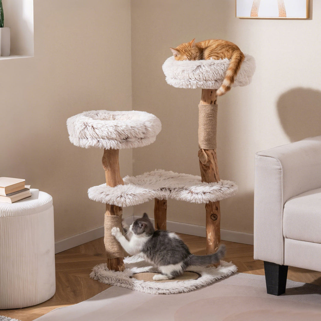 Cat Tree Tower with Natural Wood Branch and 2 Perches 40"