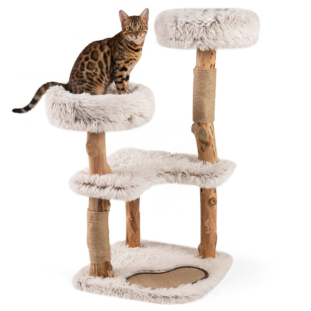 Cat Tree Tower with Natural Wood Branch and 2 Perches 40"