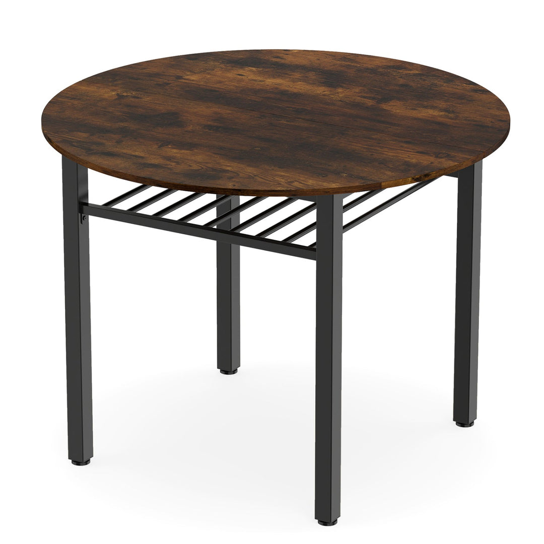 40" Round Dining Table with Storage Shelf for 4 People