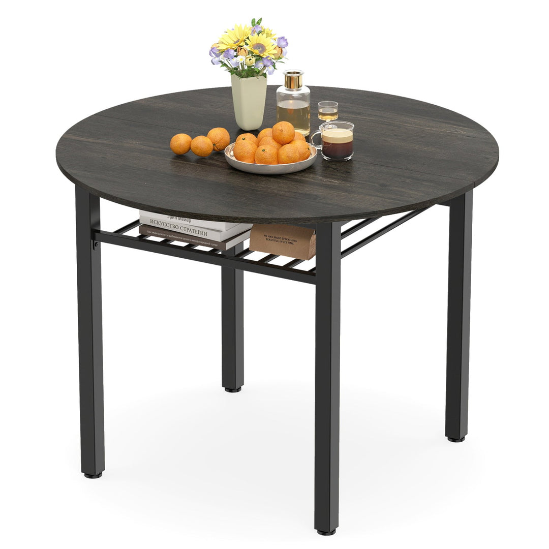 40" Round Dining Table with Storage Shelf for 4 People