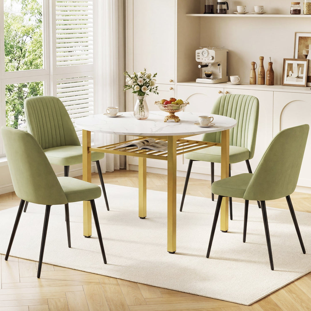 40" Round Dining Table with Storage Shelf for 4 People
