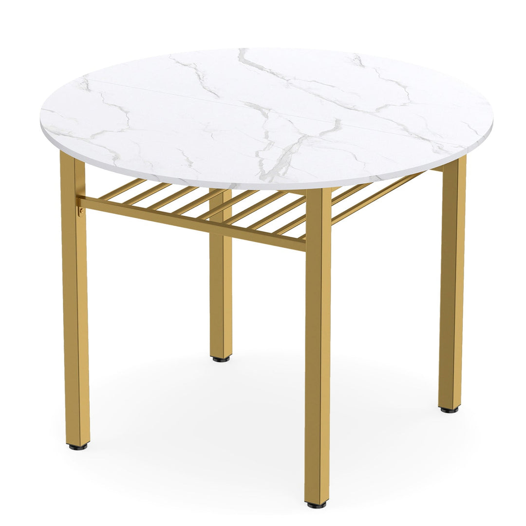 40" Round Dining Table with Storage Shelf for 4 People
