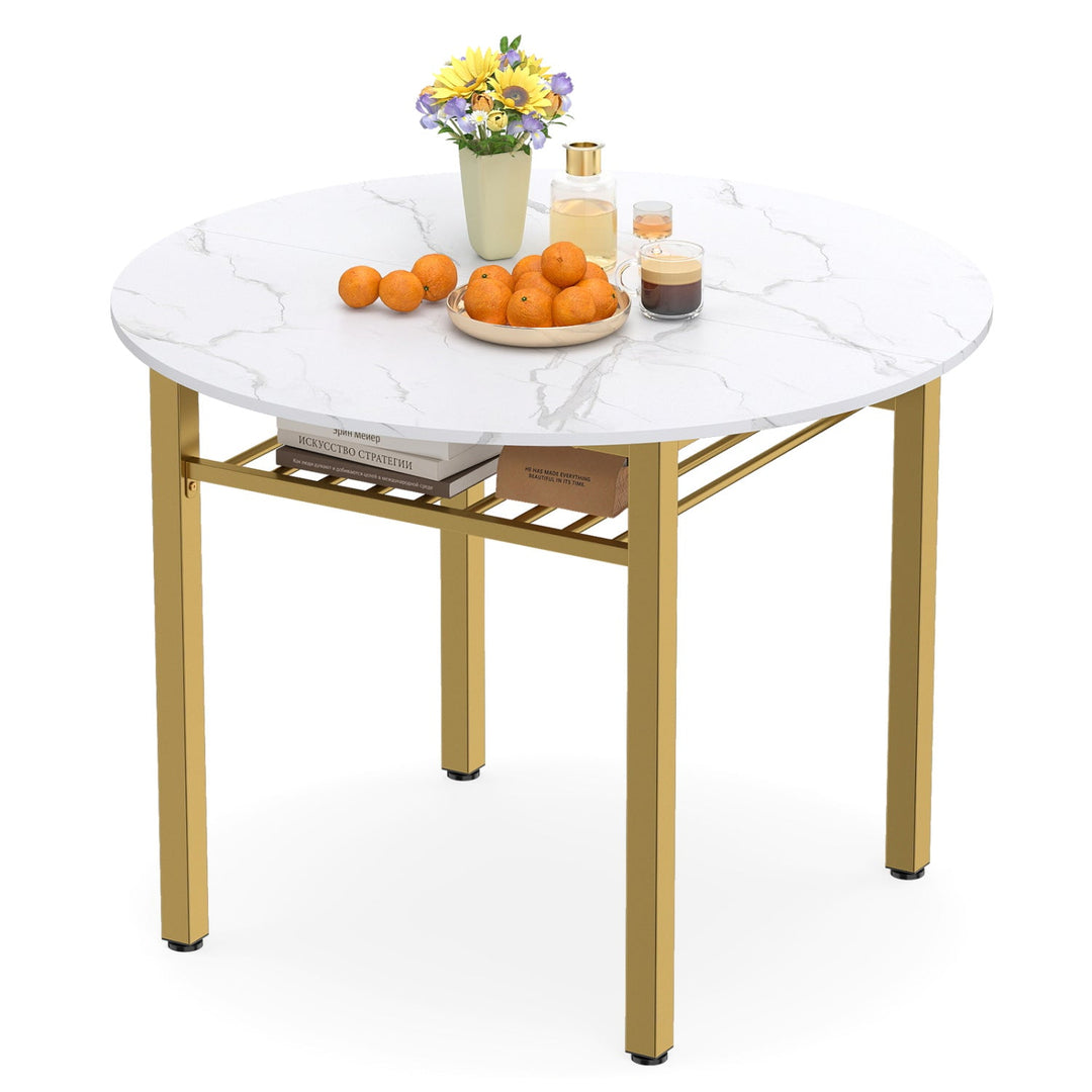 40" Round Dining Table with Storage Shelf for 4 People