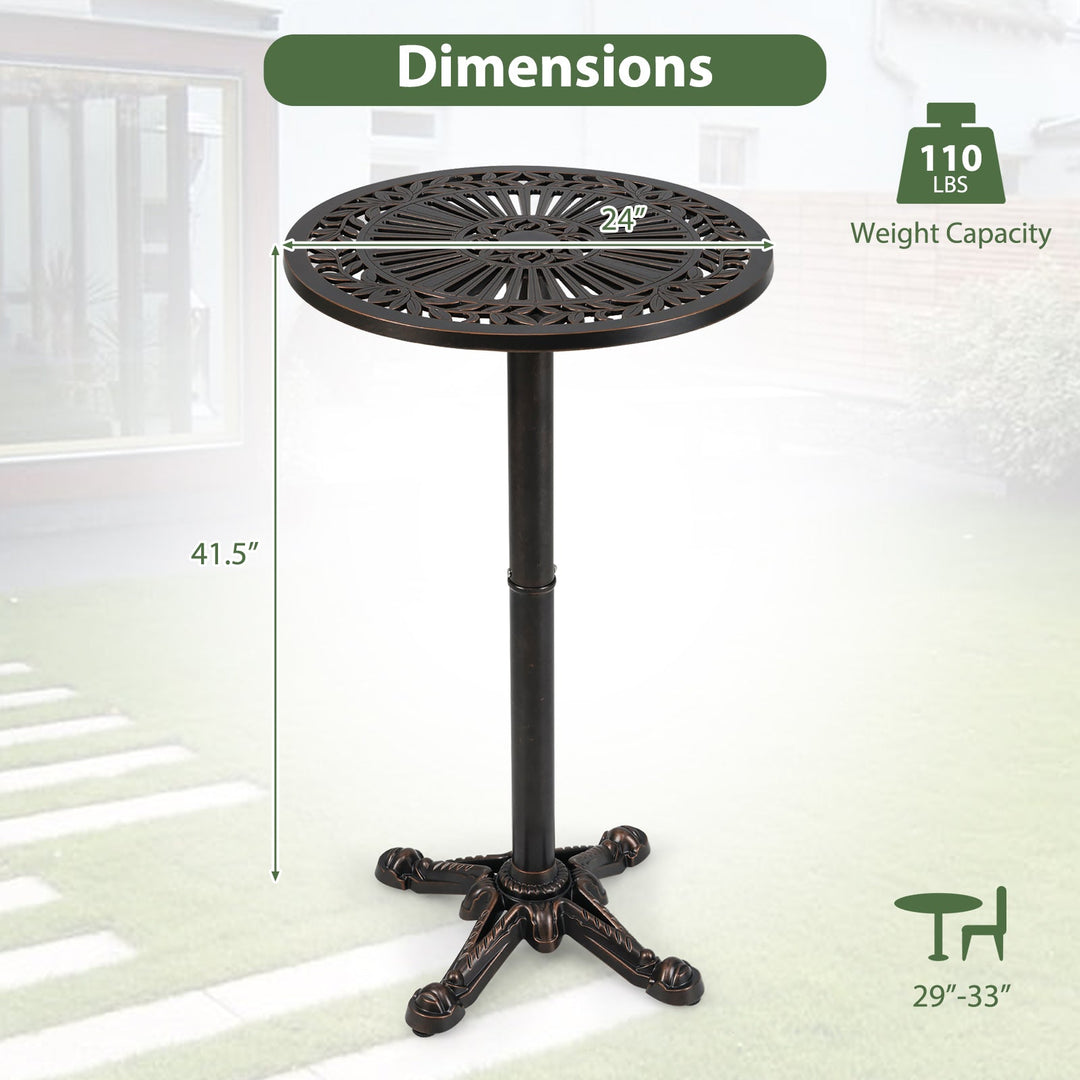 41.5 Inch Patio Round Bar Table Cast Aluminum Bistro Table for Garden-Bronze
