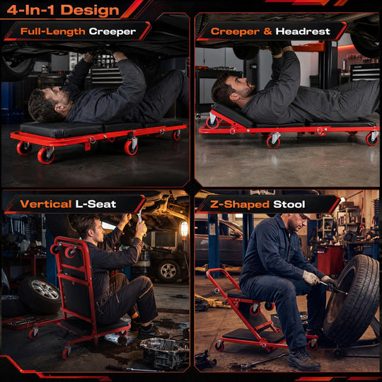 Foldable Mechanic Creeper 4-in-1 with 450 LBS Capacity