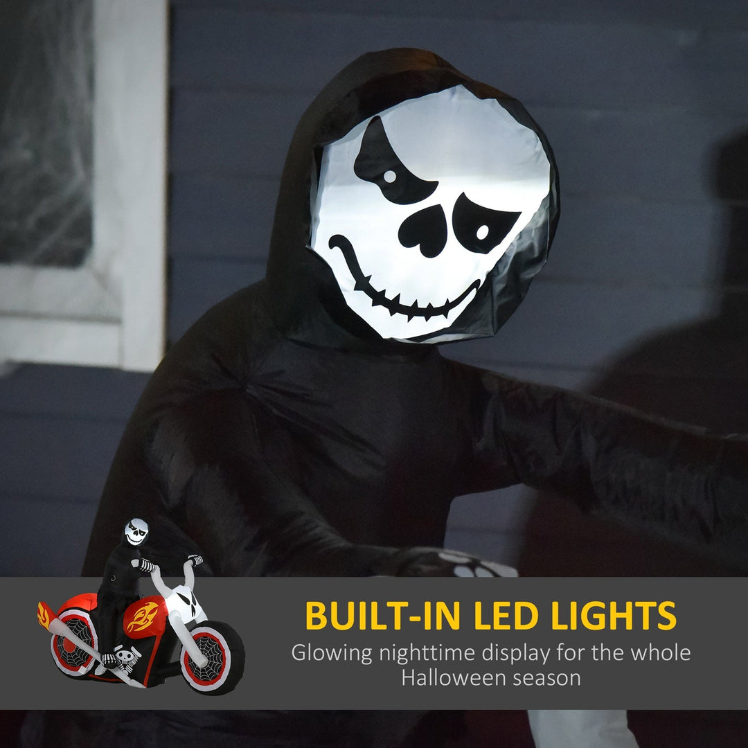 Halloween Inflatable Grim Reaper on Motorcycle with LED Lights