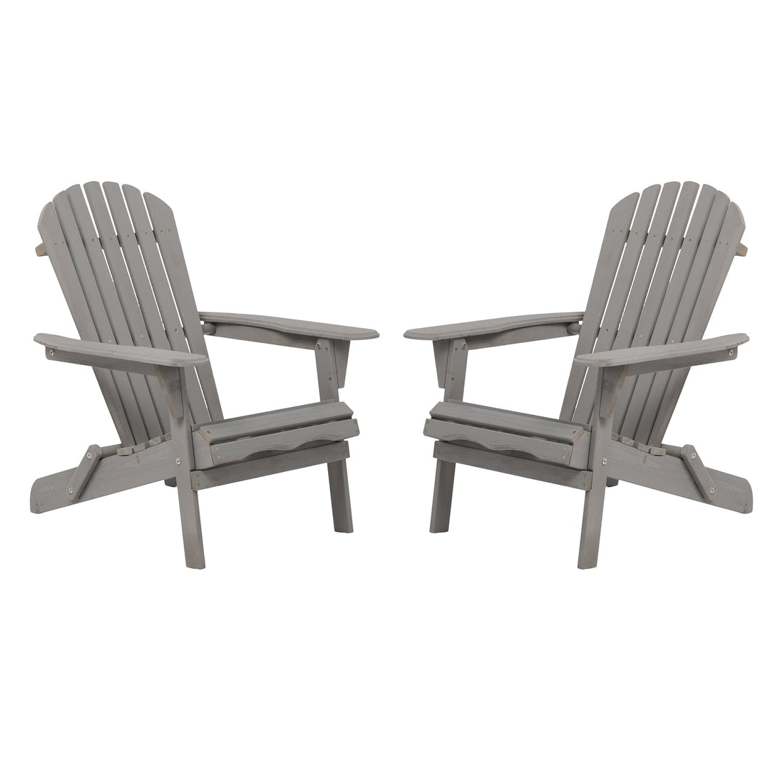 Folding Adirondack Chairs Set of 2 - Hemlock Wood Outdoor Seating