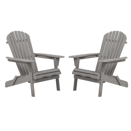 Folding Adirondack Chairs Set of 2 - Hemlock Wood Outdoor Seating