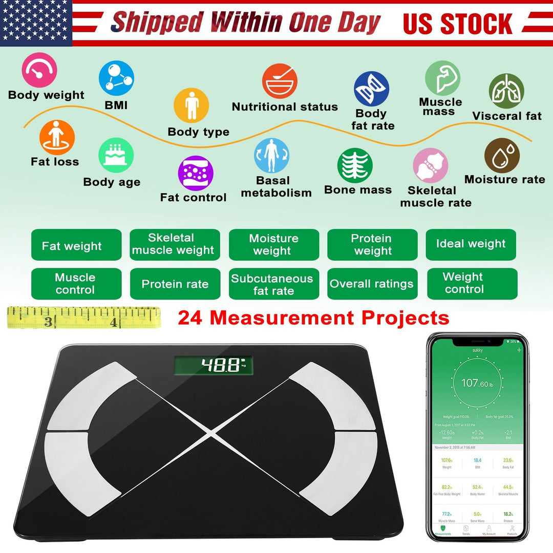 Smart Body Composition Scale Fat Monitor Digital APP Scale BMI Health Analyzer