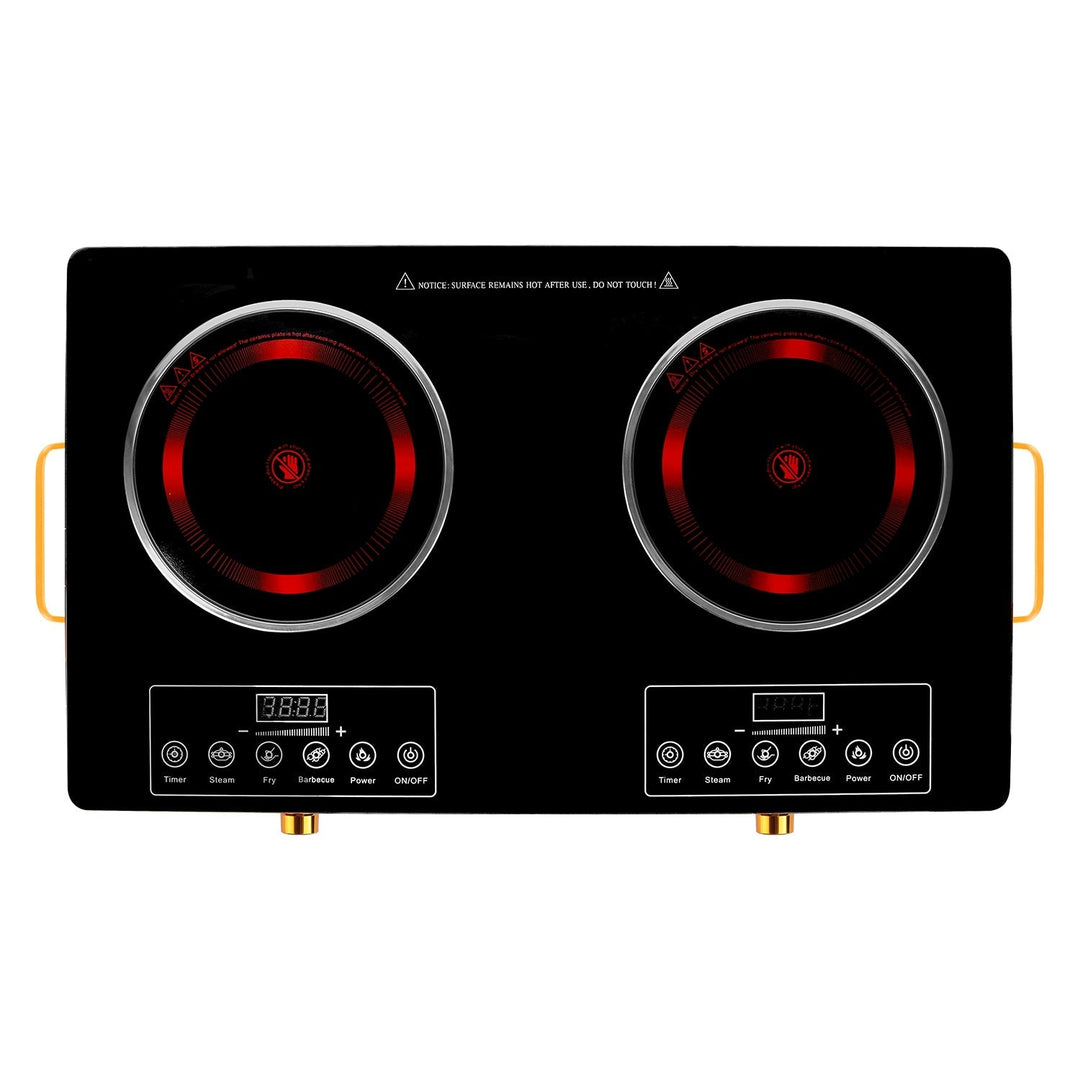 7000W Double Ceramic Electric Cooktop with 11 Power Levels & Timer