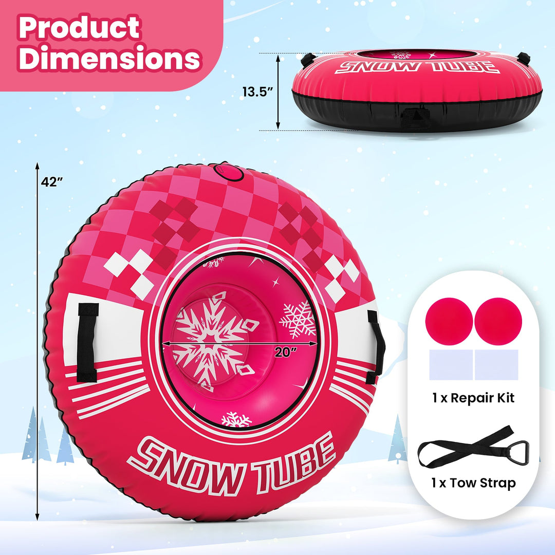 42" Heavy-duty Inflatable Snow Tube with Detachable Tow Strap