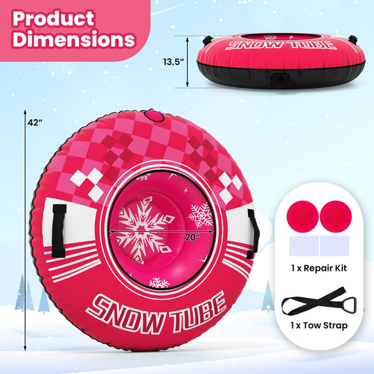 42" Heavy-duty Inflatable Snow Tube with Detachable Tow Strap