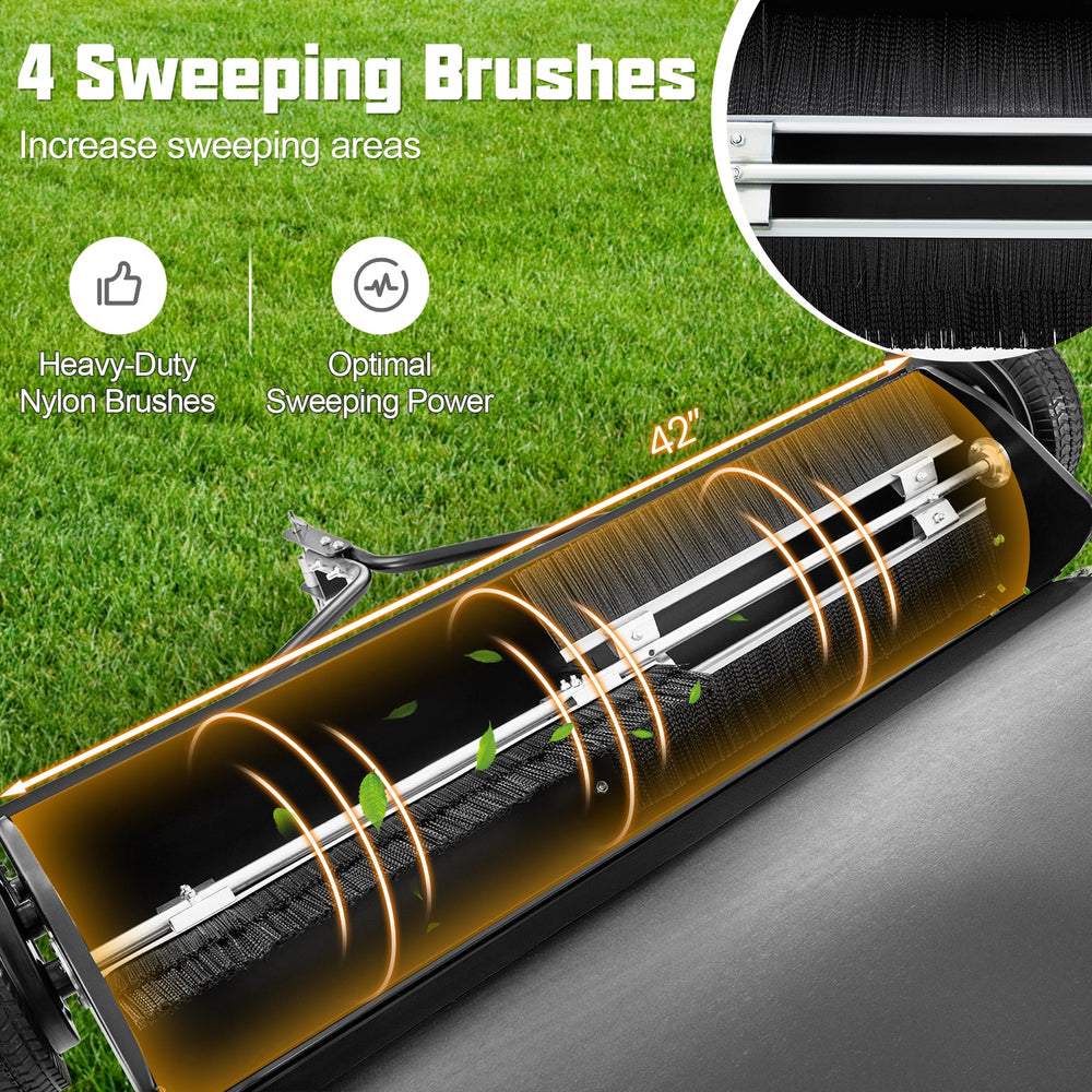 42 Inch Tow-Behind Lawn Sweeper with 26/27 Cu.FT Hopper Bag