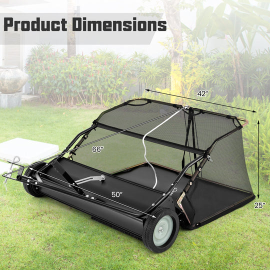 42 Inch Tow-Behind Lawn Sweeper with 26/27 Cu.FT Hopper Bag