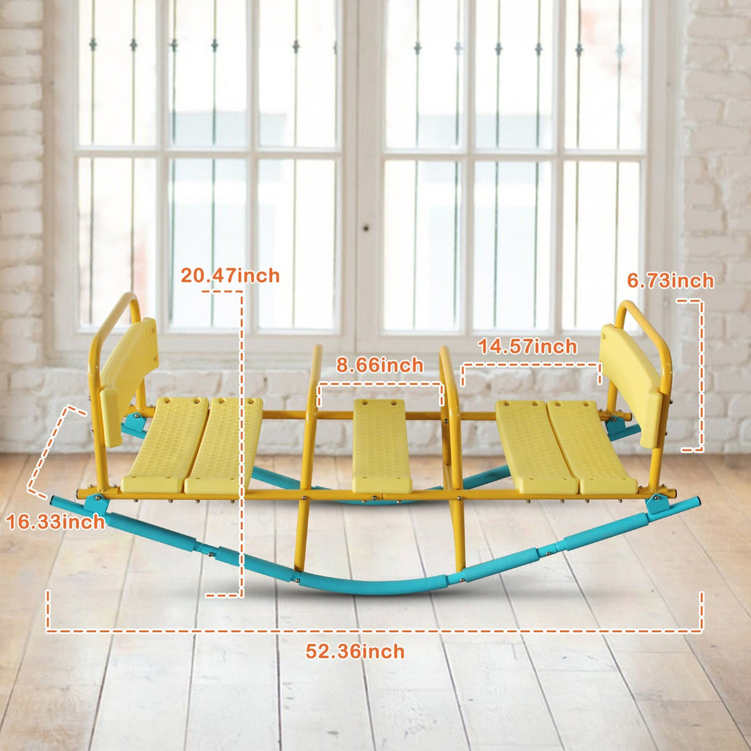 3-Seat Rocking Seesaw for Kids with Safety Handles & Backrests