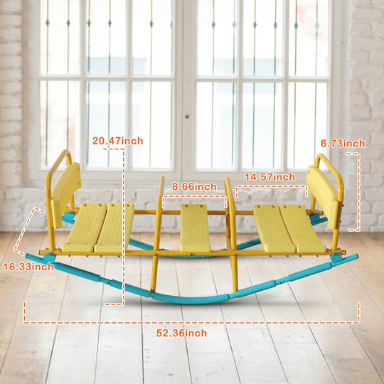 3-Seat Rocking Seesaw for Kids with Safety Handles & Backrests