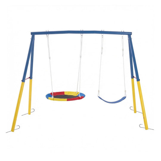 Outdoor Swing Set with Saucer & Belt Swings - 330lbs Capacity