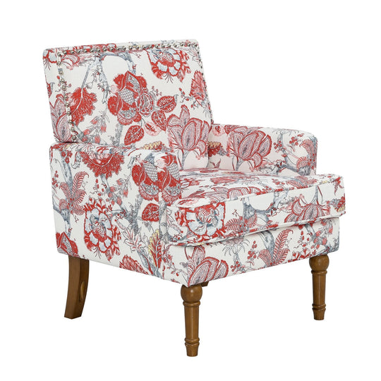Floral Upholstered Accent Chair with Nailhead Trim