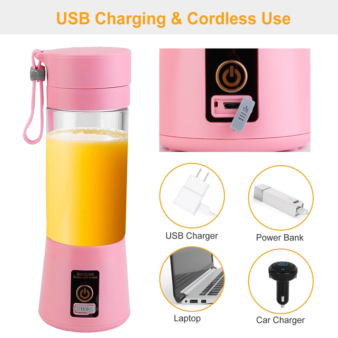 Portable Juicer Blender USB Rechargeable Juicer Cup Fruit Baby Food Mixing Machine w/ 6 Blades Powerful Motor