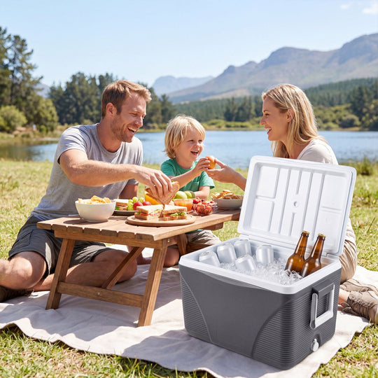 43 Quart Portable Hard Cooler with Cup Holders - Black