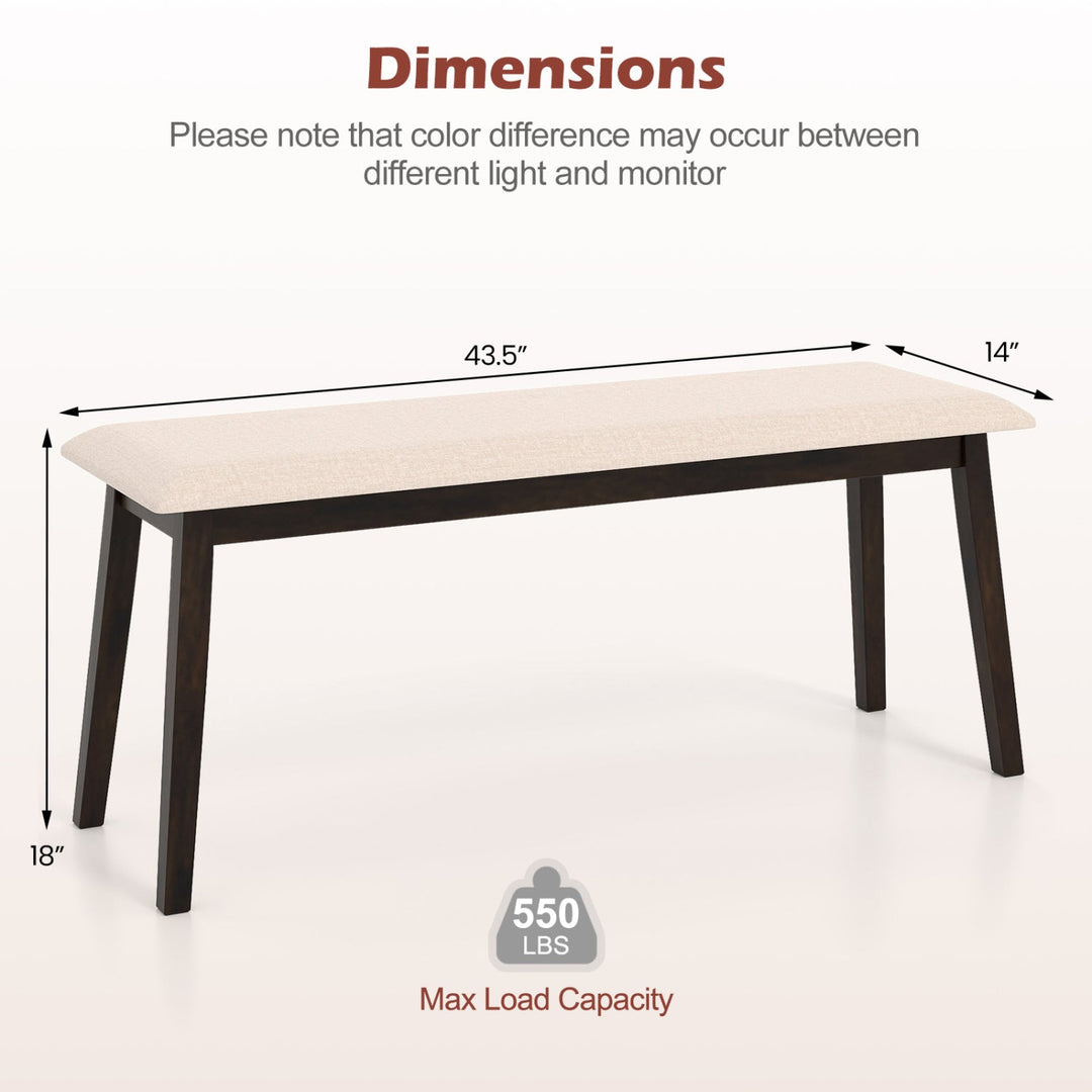Upholstered Entryway Bench 43.5 Inch with Rubber Wood Frame