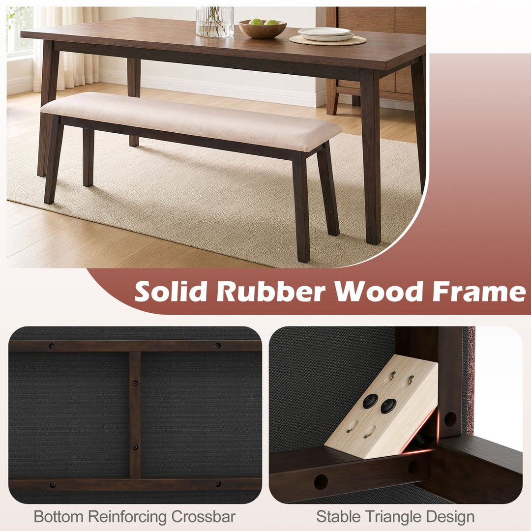 Upholstered Entryway Bench 43.5 Inch with Rubber Wood Frame