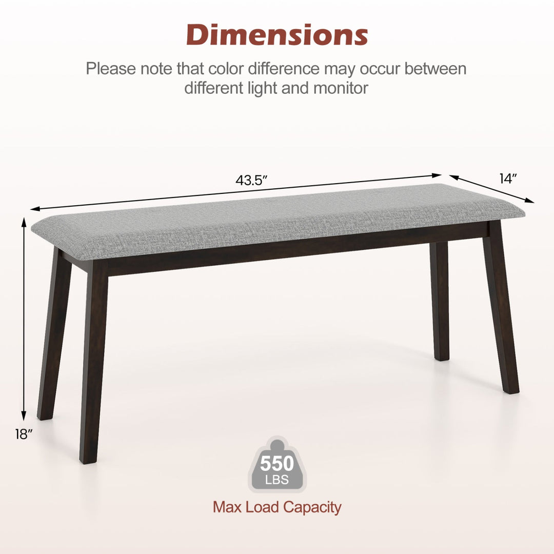 Upholstered Entryway Bench 43.5 Inch with Rubber Wood Frame