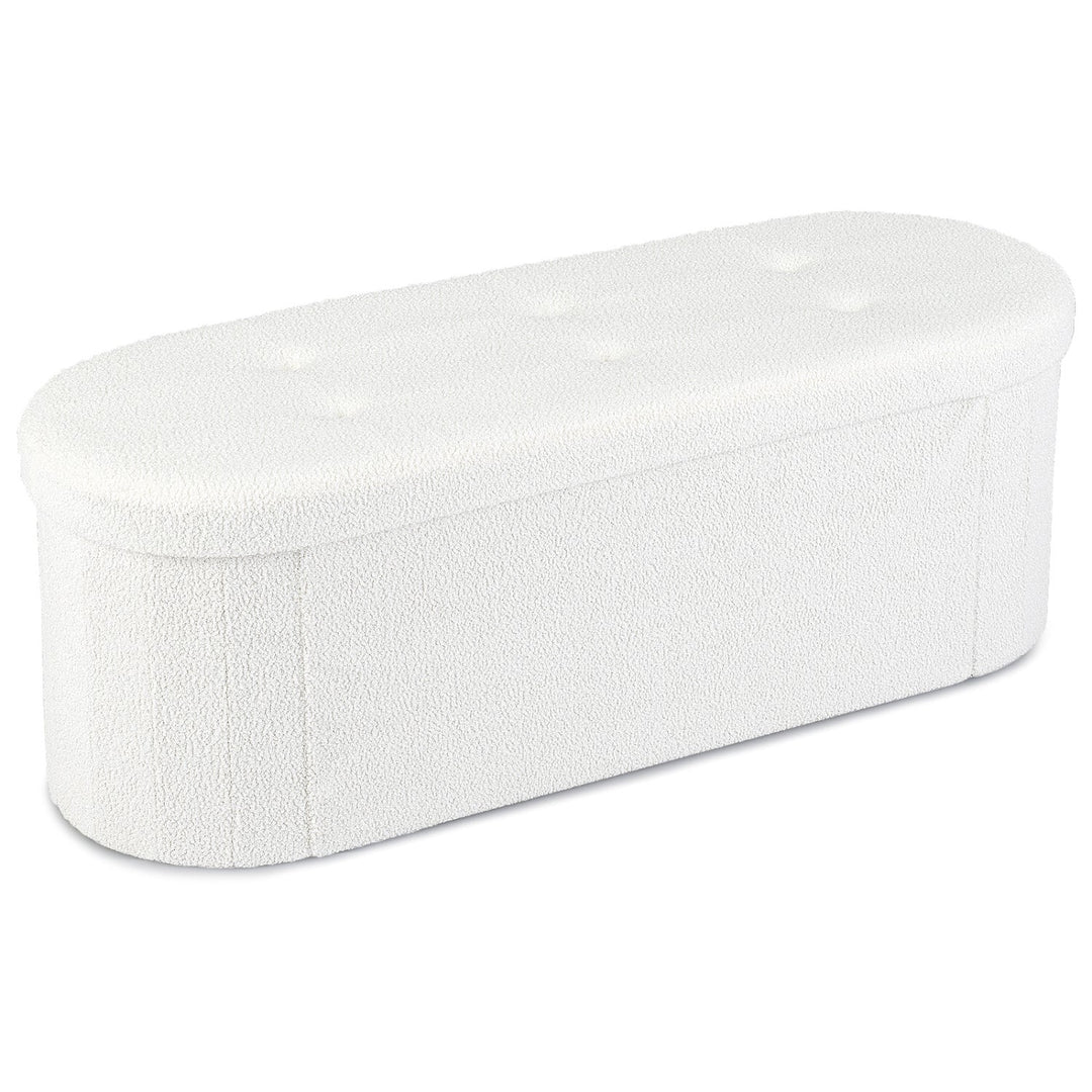 43" Folding Storage Ottoman Bench with Dividers - Teddy Fleece