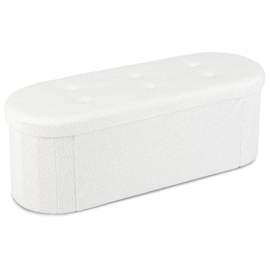 43" Folding Storage Ottoman Bench with Dividers - Teddy Fleece