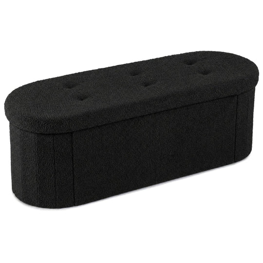 43" Folding Storage Ottoman Bench with Dividers - Teddy Fleece