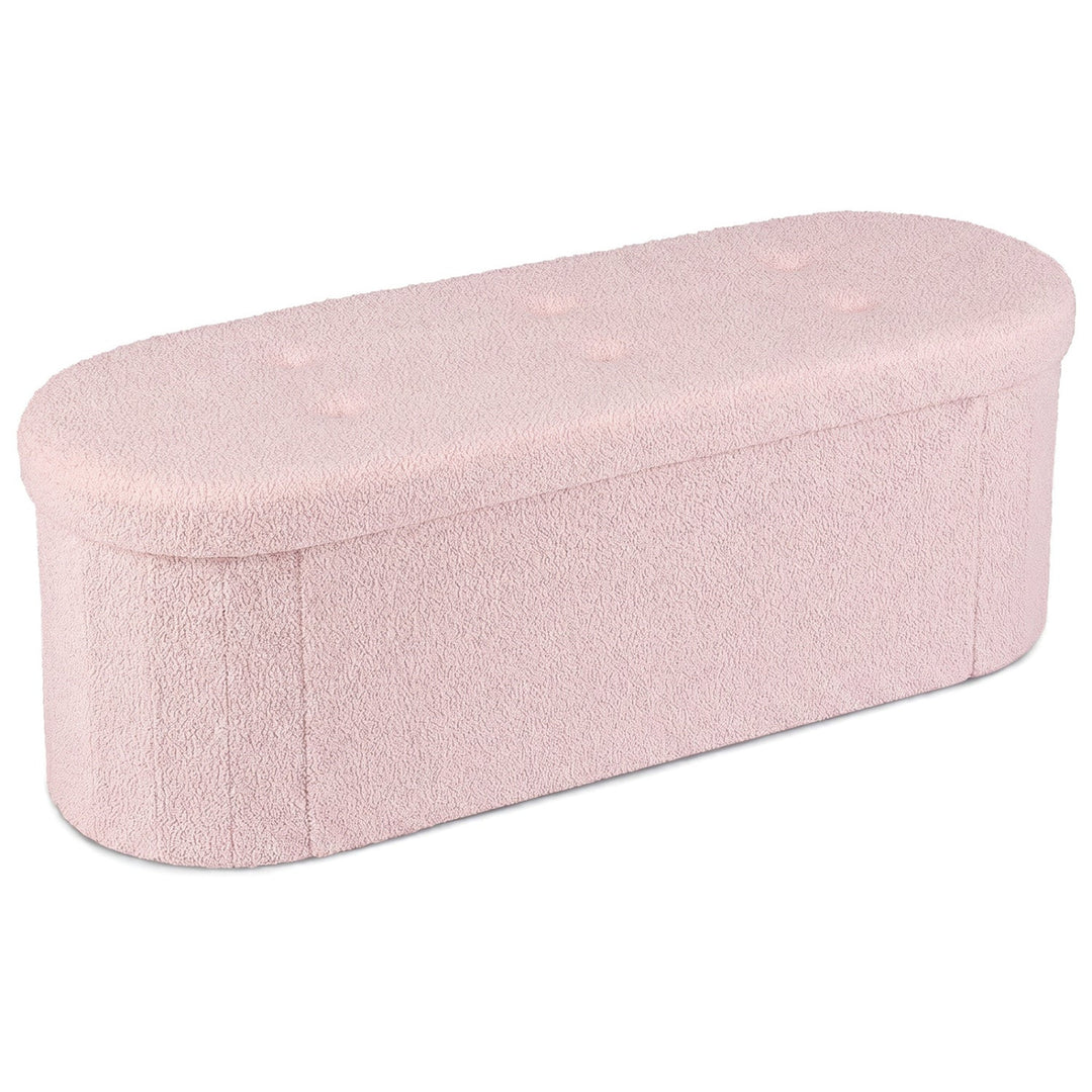 43" Folding Storage Ottoman Bench with Dividers - Teddy Fleece