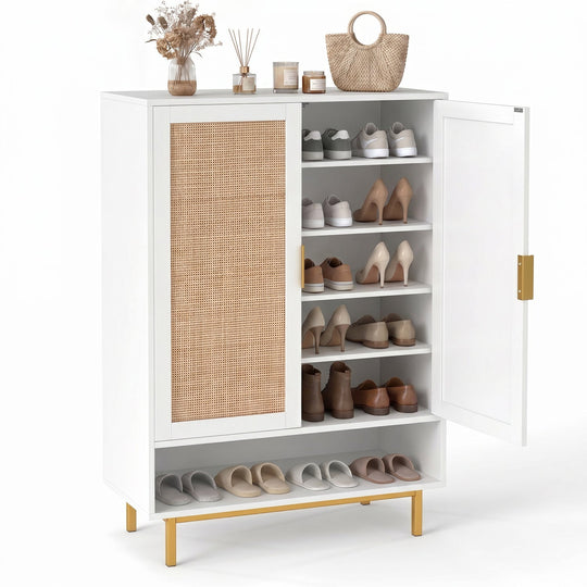 6-Tier Tall Shoe Cabinet with Double Doors - 43 Inch