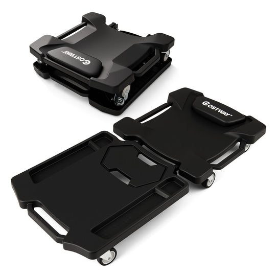43 Inches Foldable Mechanic Creeper with Padded Headrest and Tool Trays-Black
