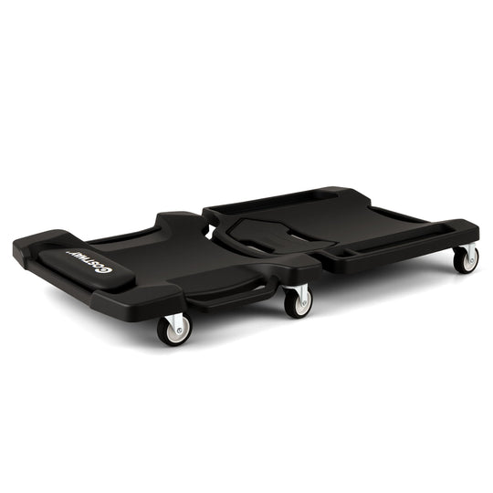 43 Inches Foldable Mechanic Creeper with Padded Headrest and Tool Trays-Black