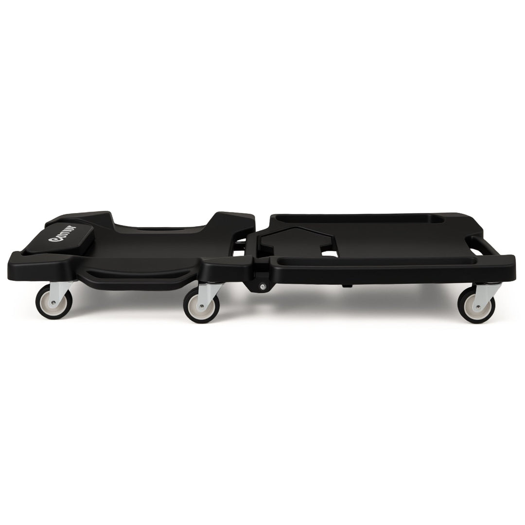 43 Inches Foldable Mechanic Creeper with Padded Headrest and Tool Trays-Black