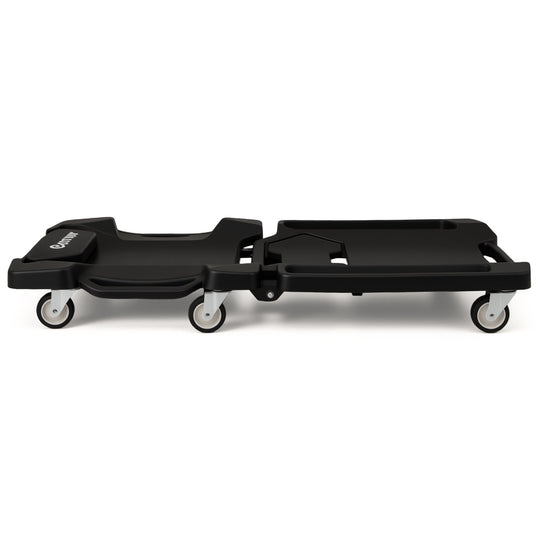 43 Inches Foldable Mechanic Creeper with Padded Headrest and Tool Trays-Black
